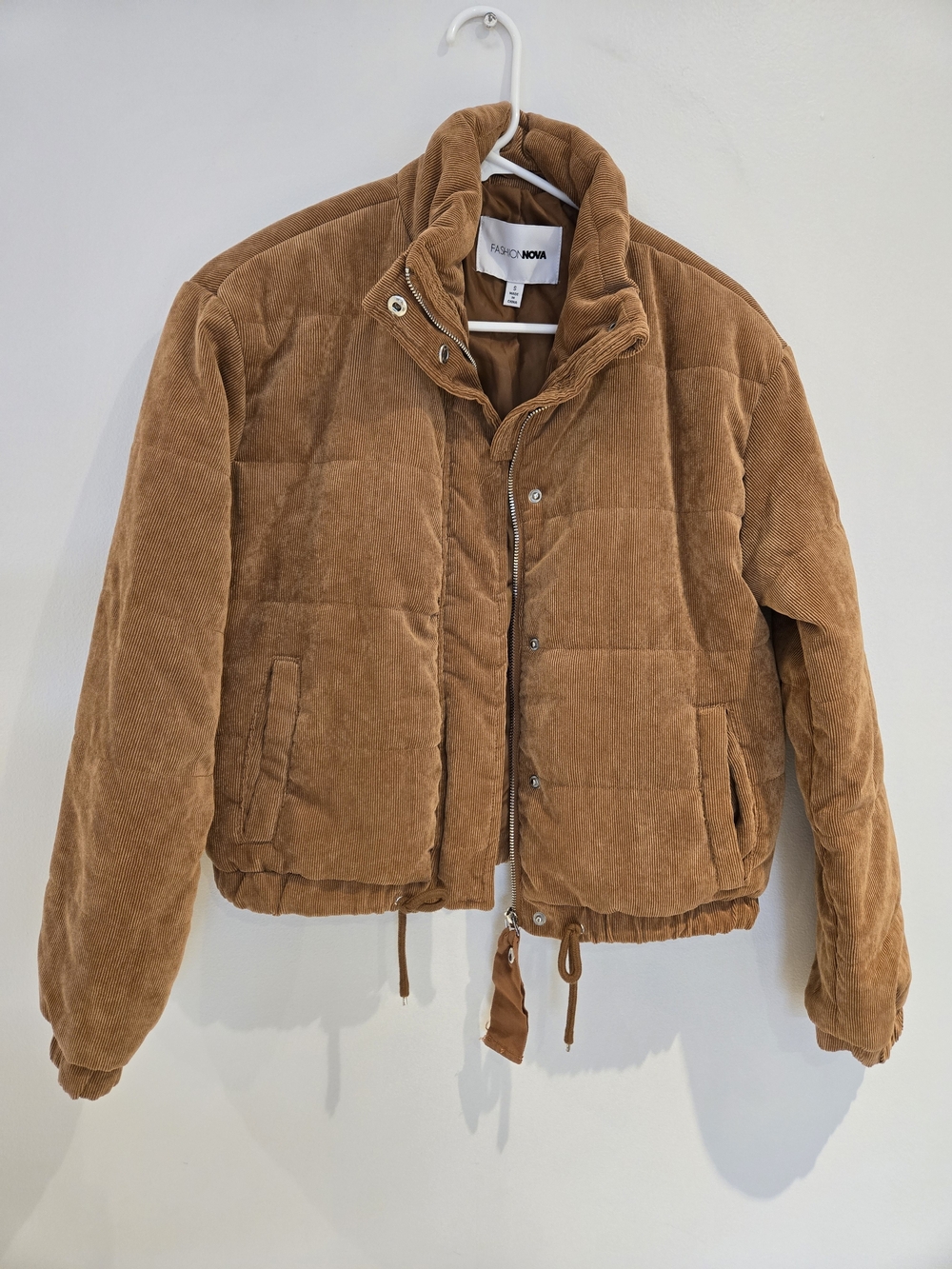 FASHION NOVA Women's Corduroy Puffer Jacket - Brown